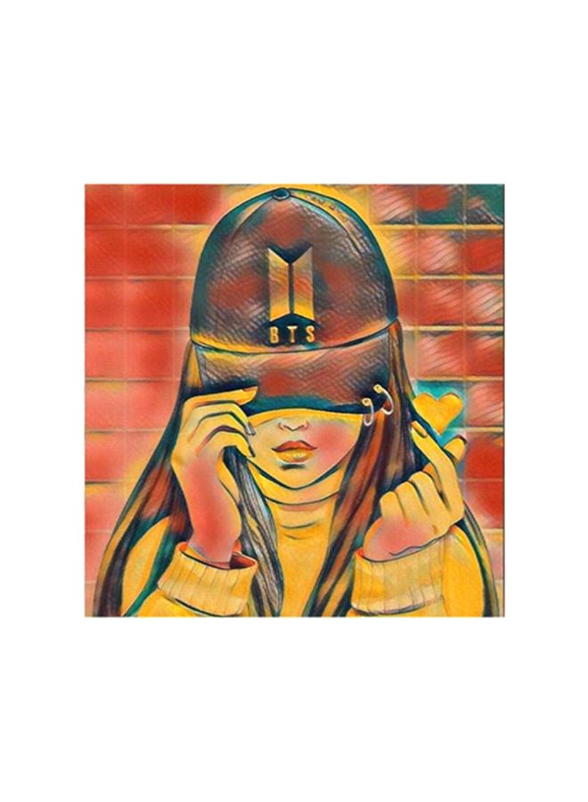 لوحة فنية من مادة MDF تحمل شارة "Bts" متعدد الألوان 30x30سم