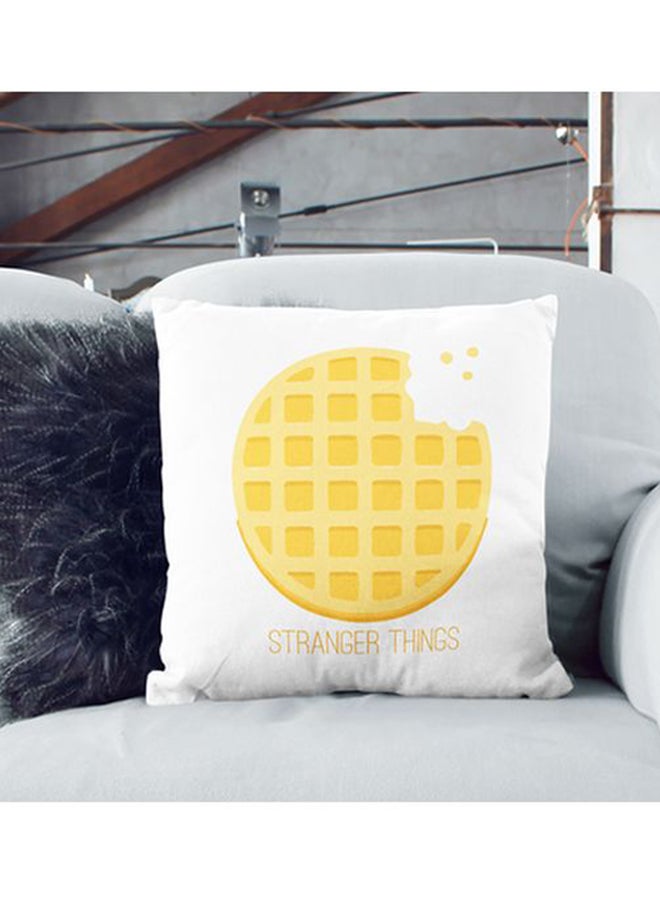 Bite Waffle Pie Stranger Things Pattern Throw Pillow With Stuffing White 16x16inch - Image 3