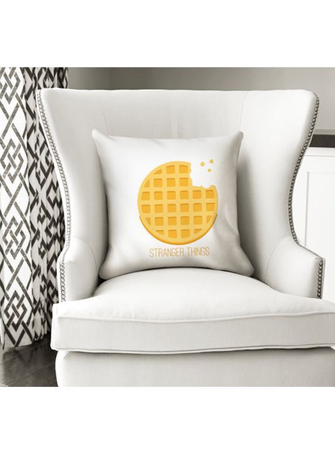 Bite Waffle Pie Stranger Things Pattern Throw Pillow With Stuffing White 16x16inch - Image 2