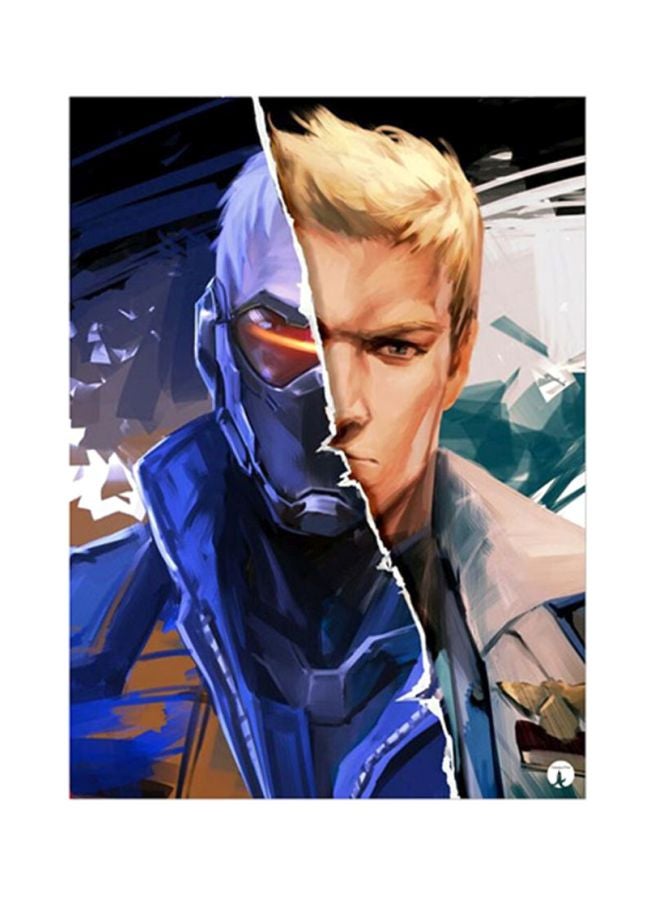 ملصق لوحي من المعدن بتصميم مستوحى من لعبة "Overwatch" متعدد الألوان 15x20سم