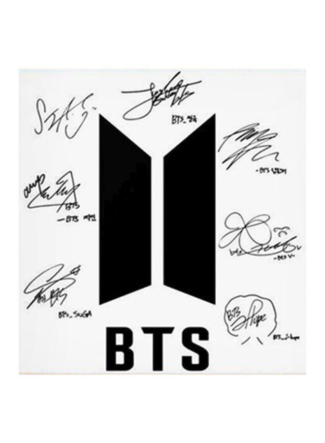 BTS Signature MDF Wall Art Painting White/Black 30x30centimeter