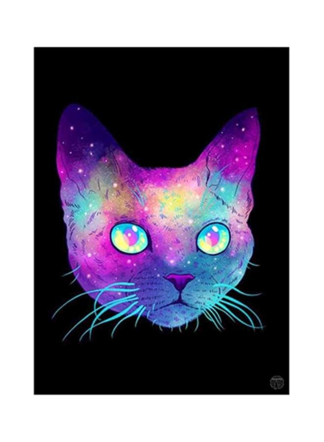 BP Cat Metal Plate Poster Black/Purple/Blue 15x20cm
