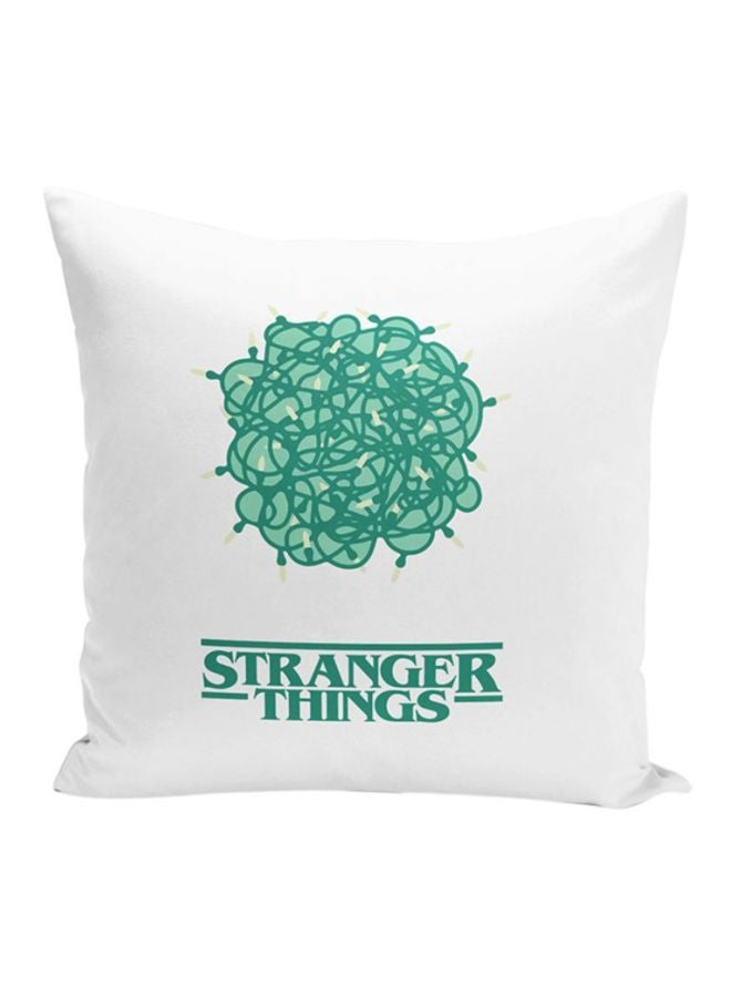 وسادة زينة بطبعة مستوحاة من مسلسل "Stranger Things" أبيض/أخضر 16x16بوصة