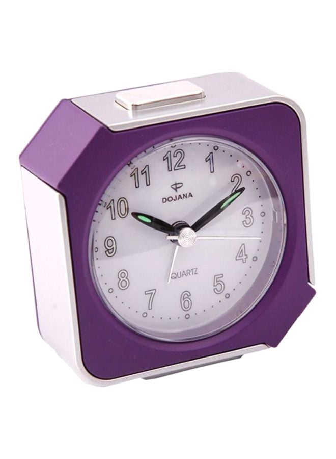 ساعة منبه بلاستيكية بعقارب بنفسجي/أبيض