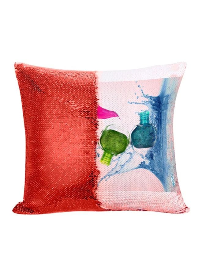 Manicure Design Flip Sequin Decorative Pillow Pink/Red/Green 45x45cm