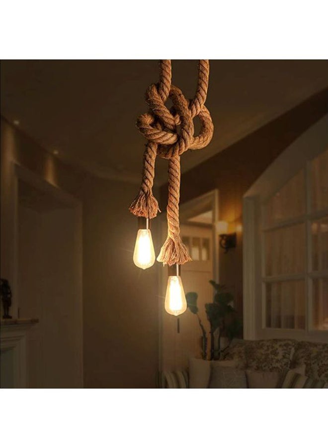 LIXADA Double Head Rope Hanging Ceiling Light Beige 100cm  - Image 4
