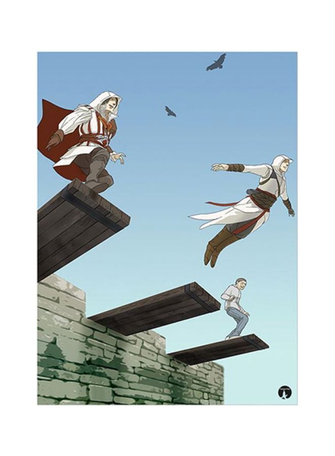 ملصق معدني بطبعة من لعبة الفيديو Assassin's Creed متعدد الألوان 15x20سم