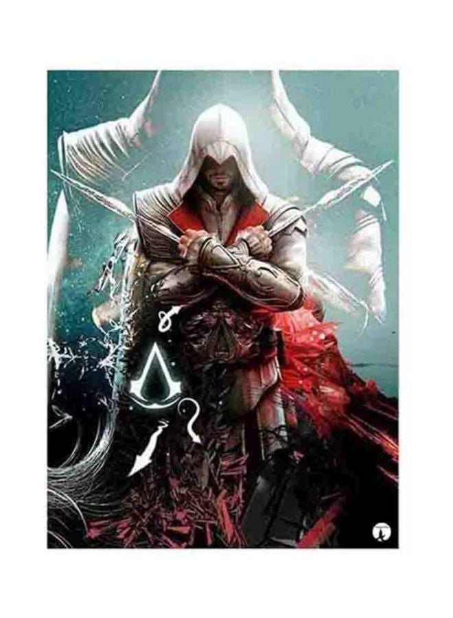 ملصق معدني بطبعة من لعبة الفيديو Assassin's Creed متعدد الألوان 15x20سم