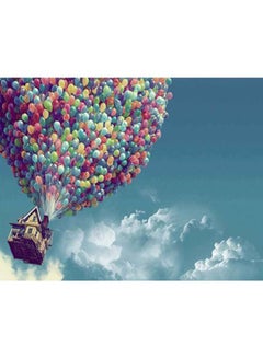 House Shaped Airship With Balloons Wallpaper Multicolour 3 x 4meter