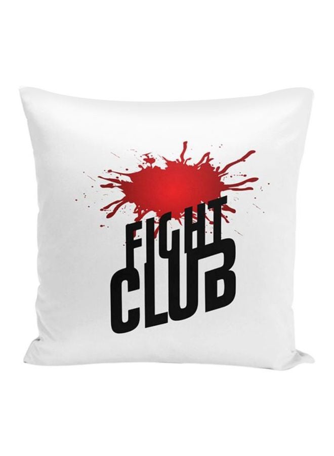 وسادة ديكور محشوة بنمط يحمل عبارة "Fight Club" وبقعة دماء أبيض/أسود/أحمر 16x16بوصة
