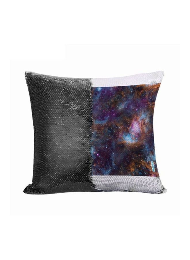 وسادة ديكورية مزينة بالترتر القلاب بتصميم الفضاء متعدد الألوان 45x45سم