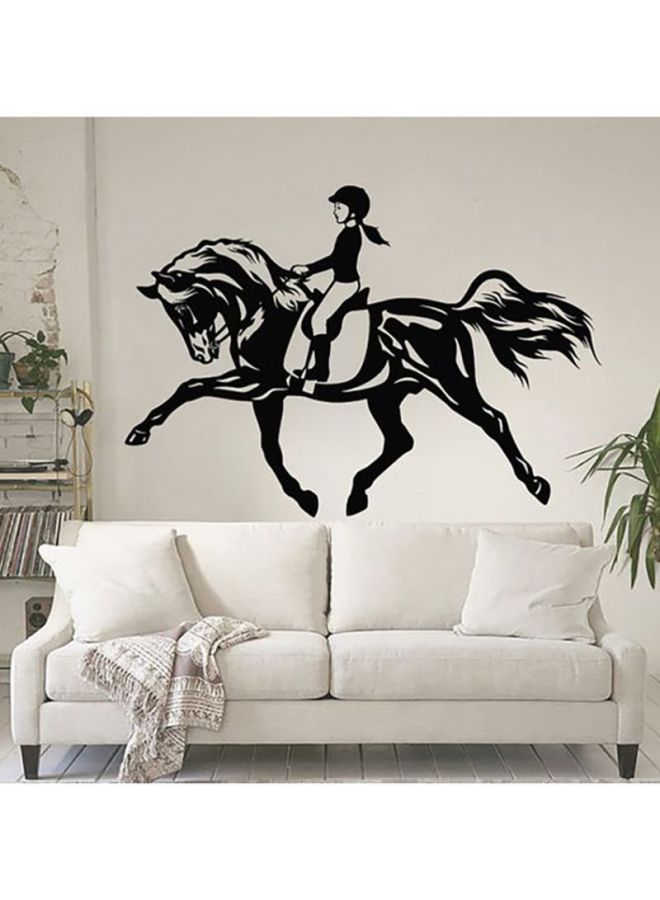 Spoil Your Wall Horse Jockey Printed Wall Decal Black 80x50centimeter