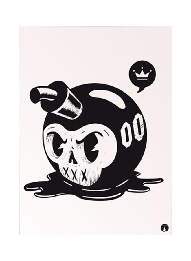 ملصق لوحة معدنية مزين بطبعة تمثل قنبلة أسود/ أبيض 15x20سم