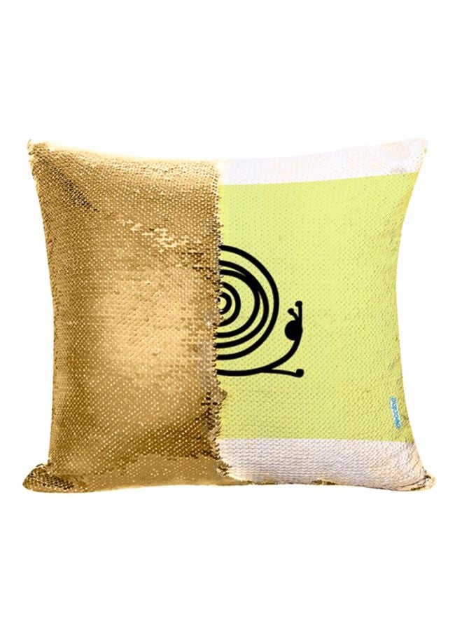 ديكالاك وسادة ديكورية مزينة بالترتر القلاب بتصميم حلزون أخضر / ذهبي / أبيض 45x45سم
