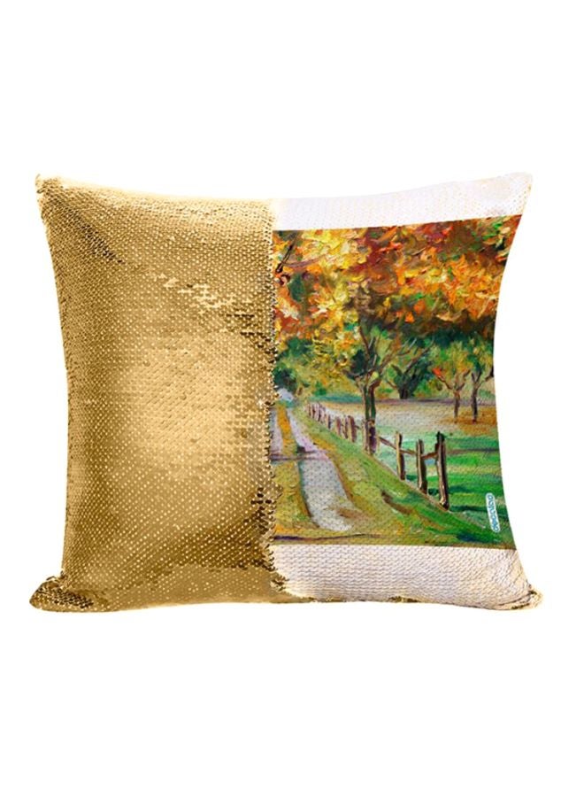 ديكالاك وسادة للزينة بتصميم صورة أشجار من الترتر القلاب متعدد الألوان 45x45سم