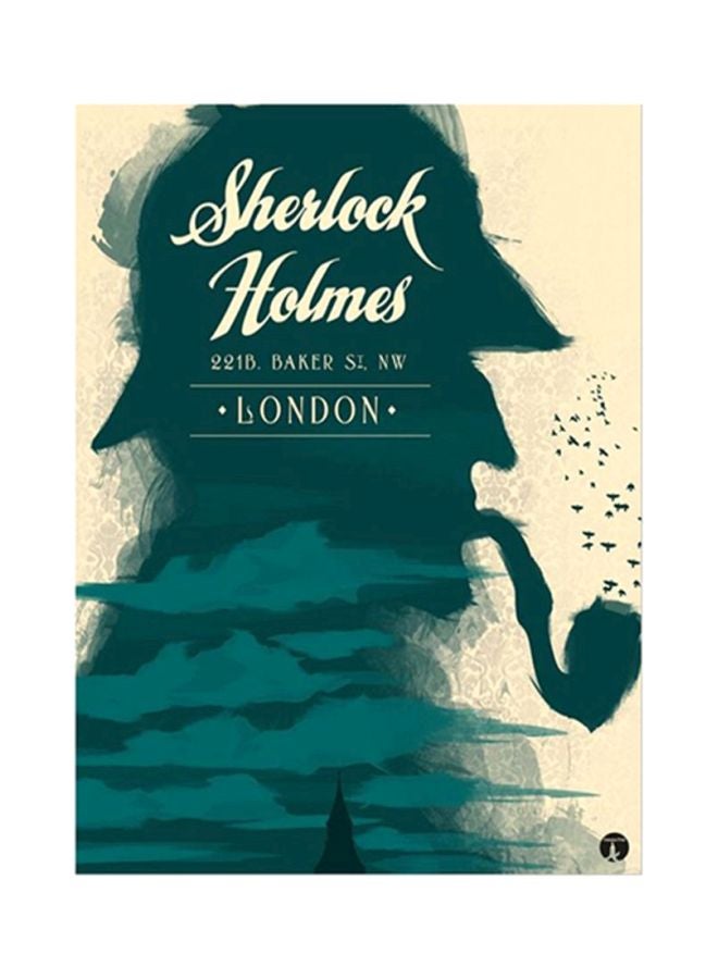 BP Metal Sherlock Themed Plate Poster Green/Beige 15x20cm