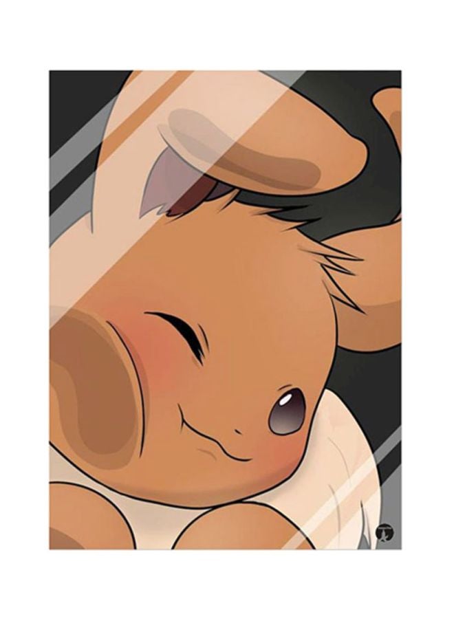 ملصق مصنوع من رقاقة معدنية بتصميم مستوحى من مسلسل "Pokemon" بيج / رمادي 15x20سم