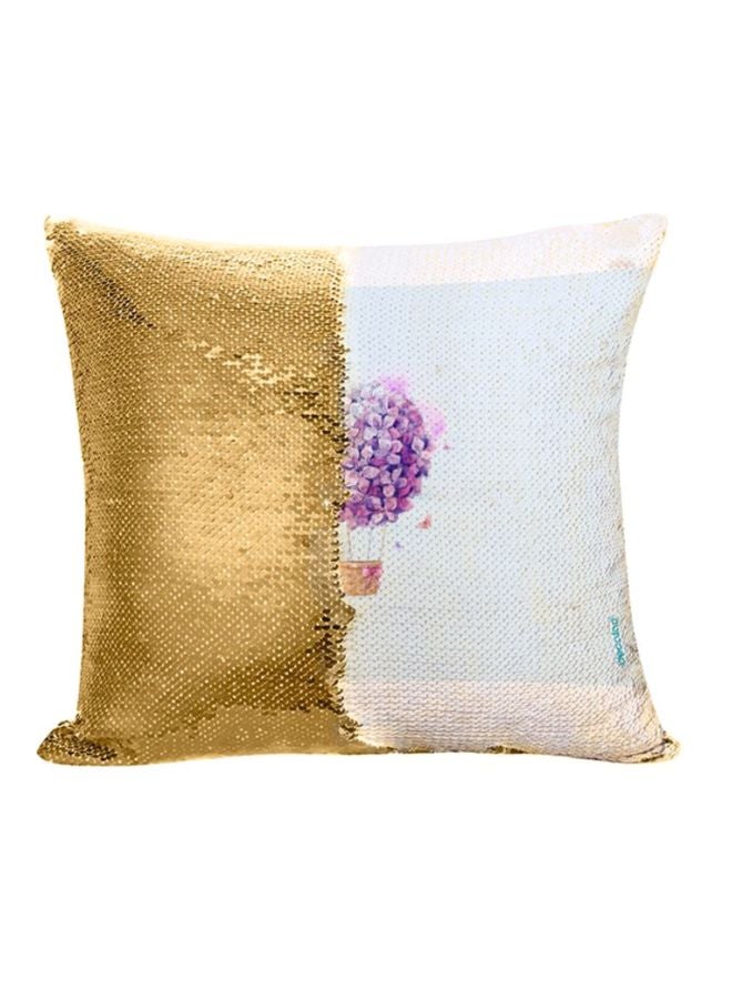 وسادة نوم مطرزة بالترتر القلاب ذهبي/أبيض/أزرق 45x45سم