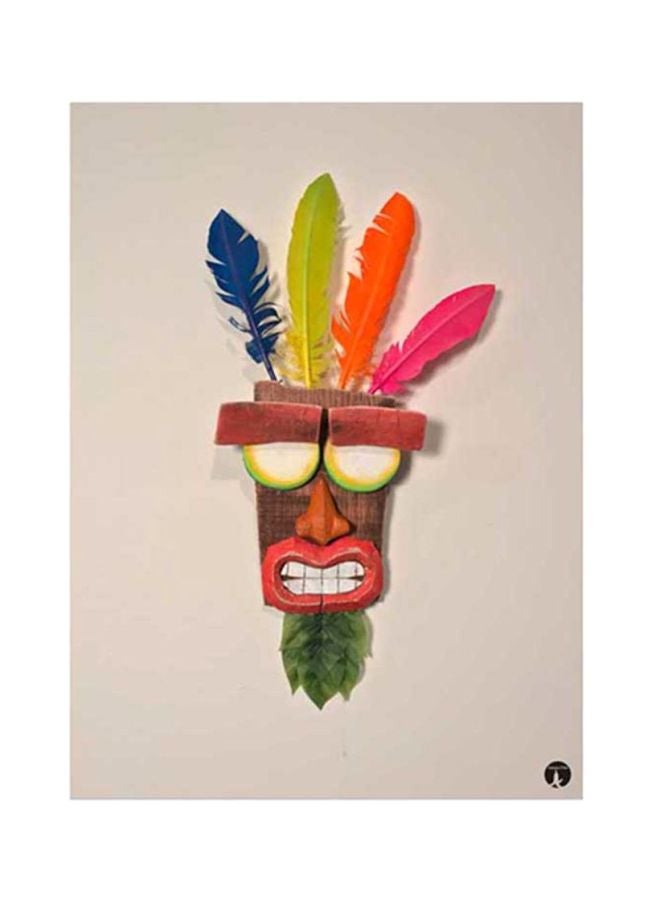 Video Game Crash Metal Plate Poster Brown/Pink/Green 15x20centimeter