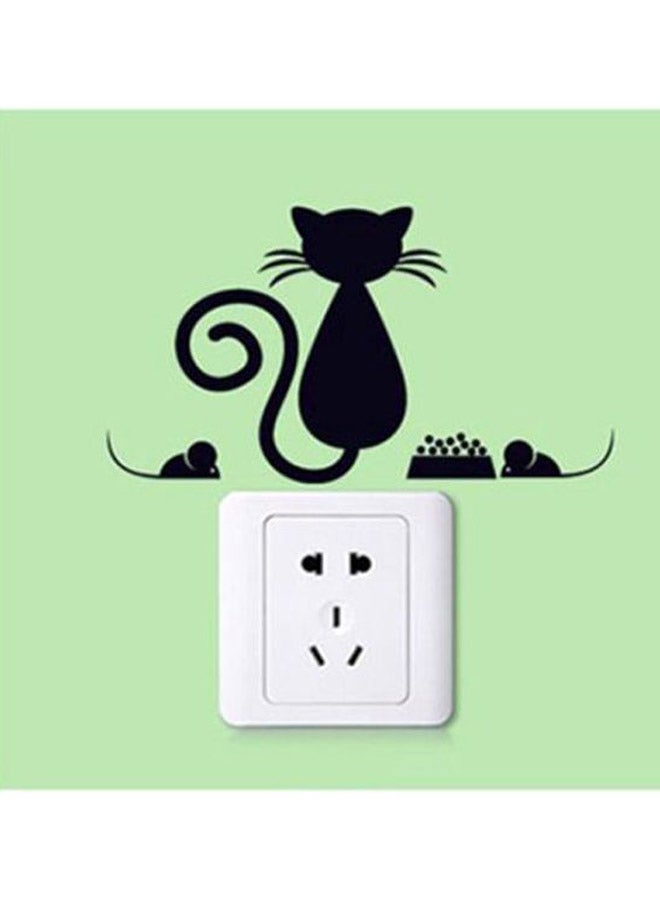 آي تيلكر ملصق لمفتاح الكهرباء قابل للإزالة برسمة كارتونية لقط أسود - Image 1