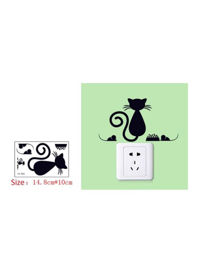 آي تيلكر ملصق لمفتاح الكهرباء قابل للإزالة برسمة كارتونية لقط أسود - Image 2