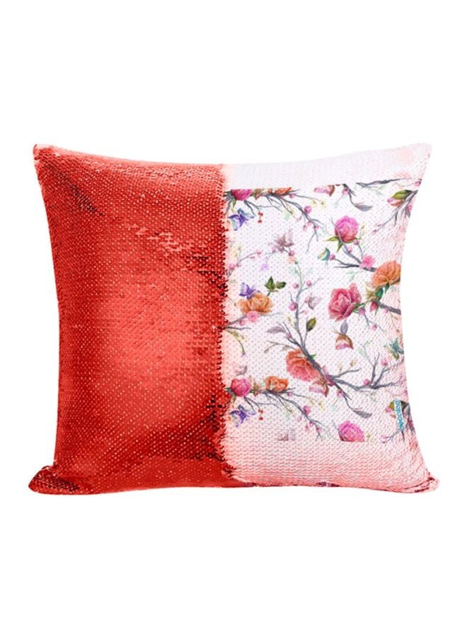 Flip Sequin Detail Decorative Pillow Red/White 45x45cm