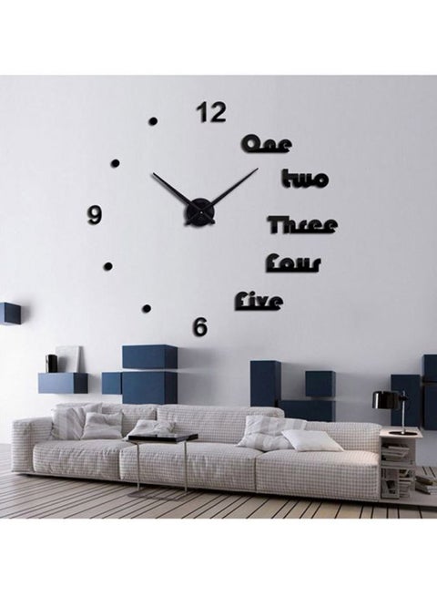 DIY 3D Large Letter Wall Clock Sticker Black 120x120cm