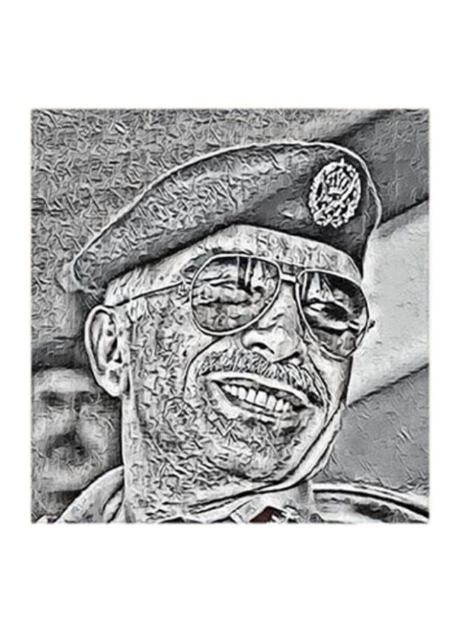 لوحة فنية للملك حسين بن طلال ملك الاردن أسود/ أبيض 30x30سم