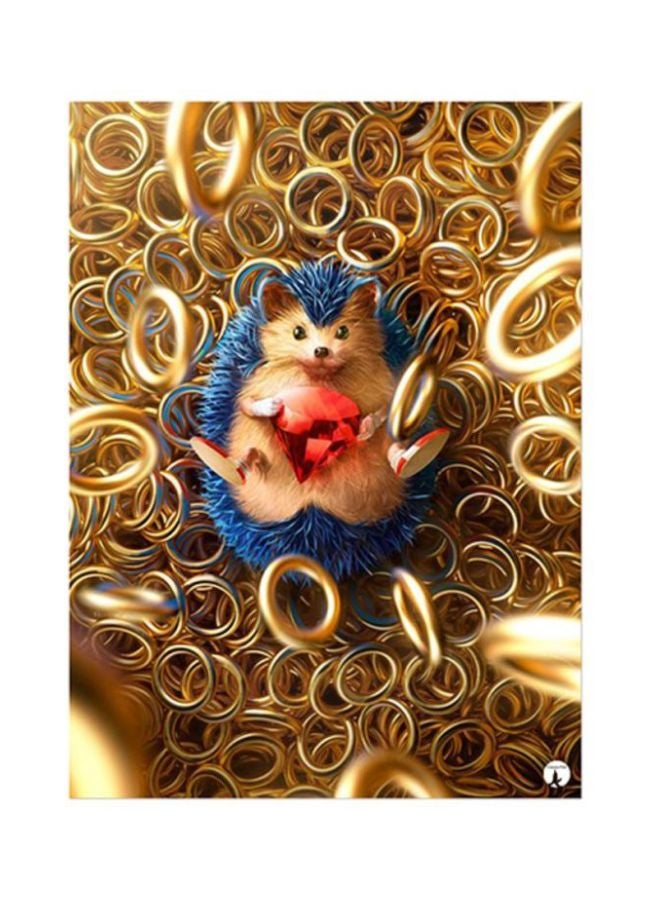 ملصق معدني بطبعة من لعبة الفيديو Sonic متعدد الألوان 15x20سم