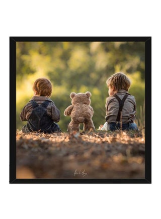 Kids With Teddy Poster With Frame Green/Beige 55x40cm - v1598622742/N15395404A_1