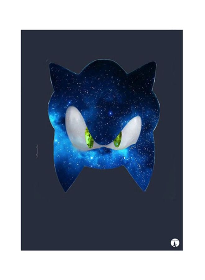 ملصق لوحة معدنية بتصميم من فيلم Sonic الأسود / الأزرق / الأخضر 15x20سم