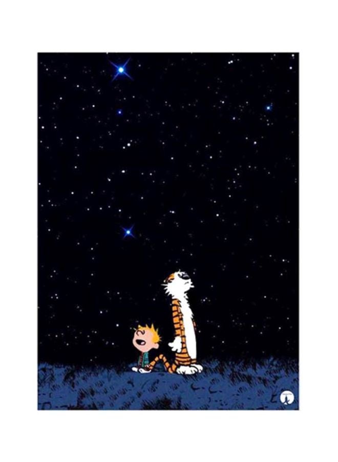 BP Calvin And Hobbes Metal Plate Poster Black/Blue/Yellow 15x20cm