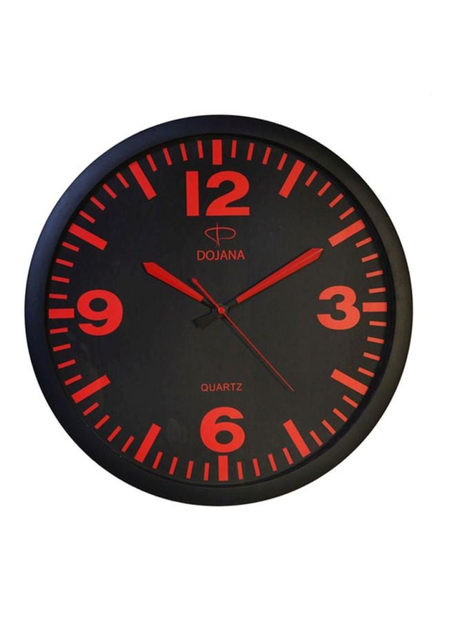 ساعة حائط بعقارب ذات تصميم دائري أسود/أحمر