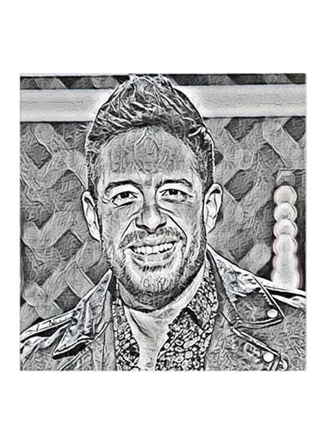 لوحة فنية من خشب MDF لصورة محمد حماكي أسود/ أبيض 30x30سم