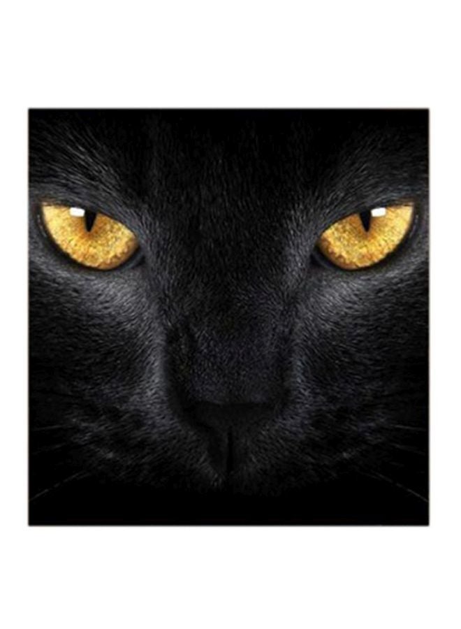 لوحة فنية من خشب إم دي أف بطبعة لوجه قطة أسود/ أصفر 30x0.5x30سم