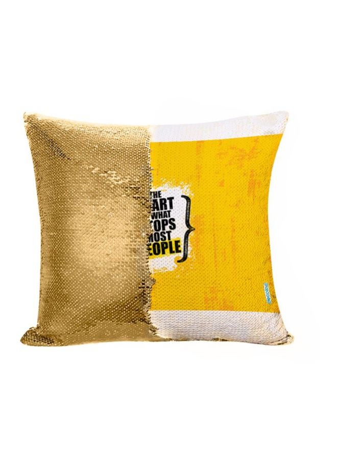 ديكالاك وسادة زينة بطبعة اقتباسة بيج/ أصفر / أبيض 45x45سم