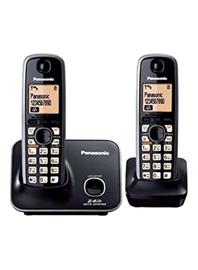 طقم هاتف لاسلكي من قطعتين أسود