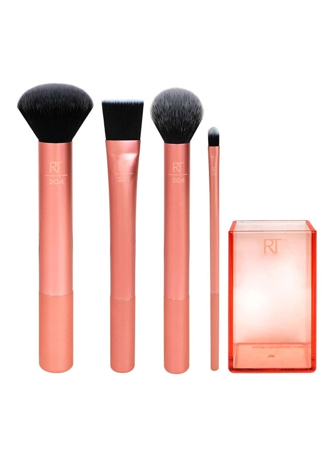 REAL TECHNIQUES 8-Piece Face And Eye Brush With Spoge Set Orange/Pink/Black - Image 2