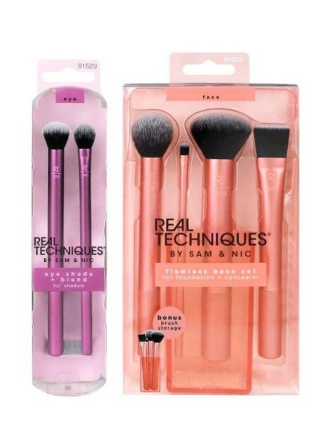 REAL TECHNIQUES 6-Piece Face And Eye Brush Set Purple/Pink/Black - Image 1