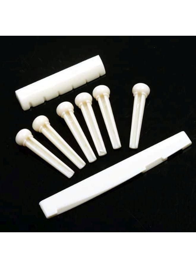 Mike Music 8-Piece Bridge Pins With Nuts And Saddle Bone For Acoustic Guitar - Image 3