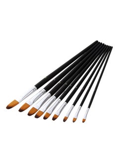 9-Piece Angular Tip Paint Brushes Set Black/Silver/Brown
