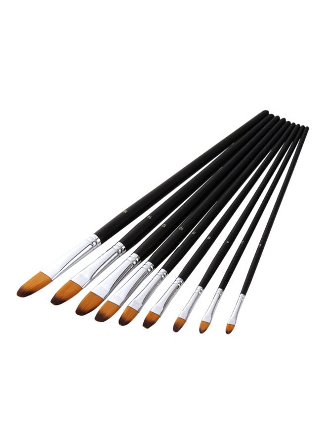 Generic 9-Piece Angular Tip Paint Brushes Set Black/Silver/Brown  - Image 1