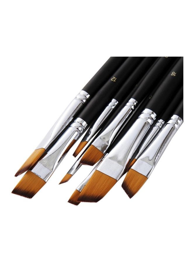 Generic 9-Piece Angular Tip Paint Brushes Set Black/Silver/Brown  - Image 5