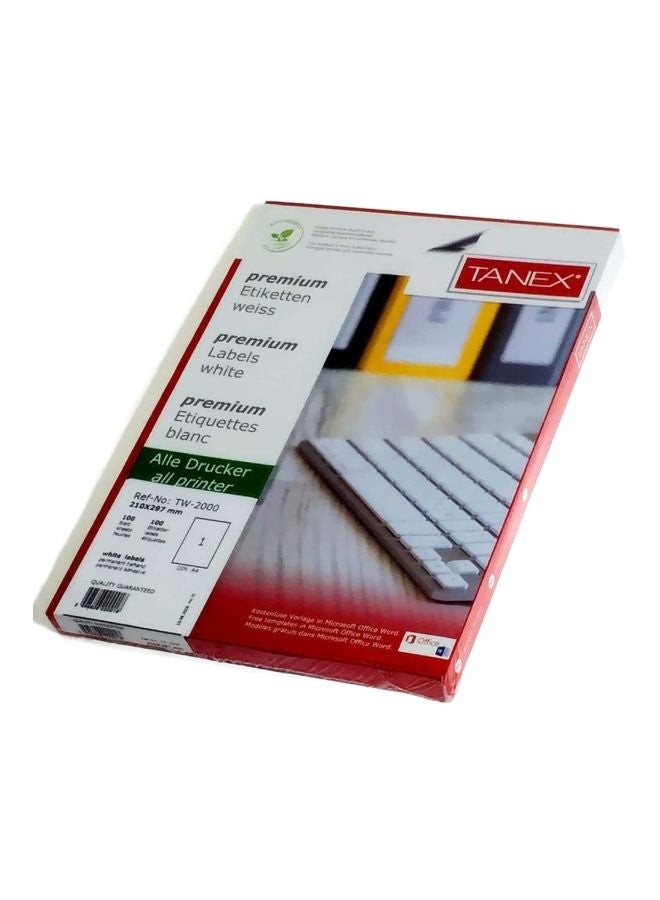 تانيكس مجموعة أوراق لاصقة مقاس A4 مكونة من 100 قطعة أبيض - Image 1