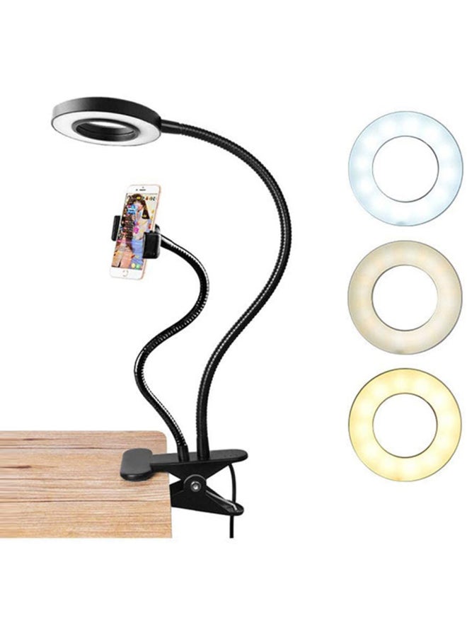 تراندز - حلقة إضاءة LED لتصوير السيلفي مع حامل مرن للهاتف الموبايل أسود - Image 1