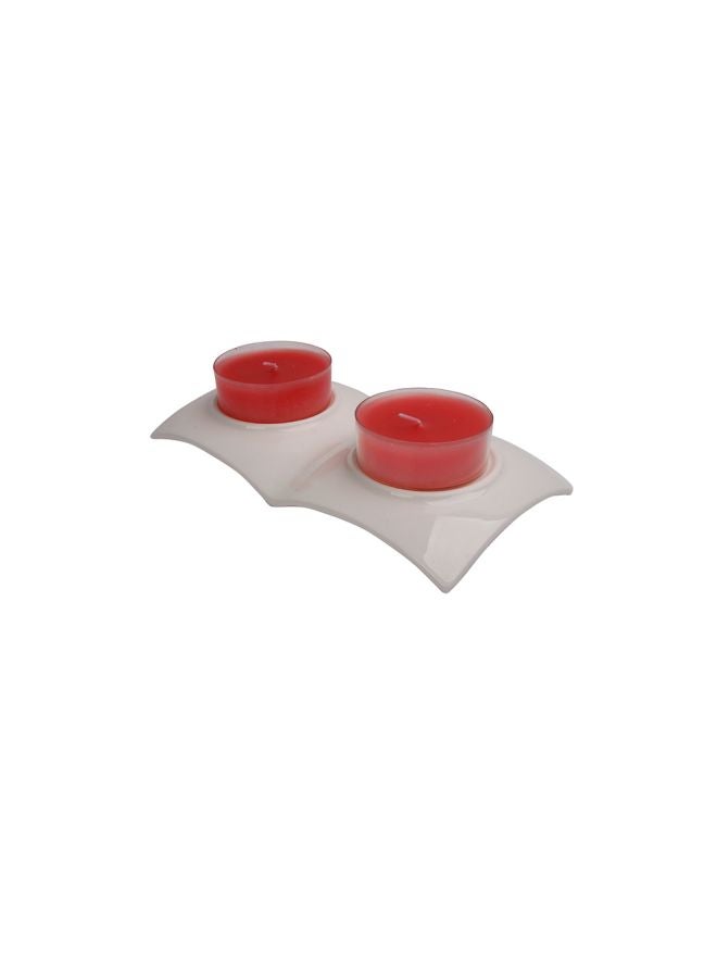 Biggdesign Tealight Candle Holder With Candle Set White/Red/Brown 20x9.5cm - Image 2