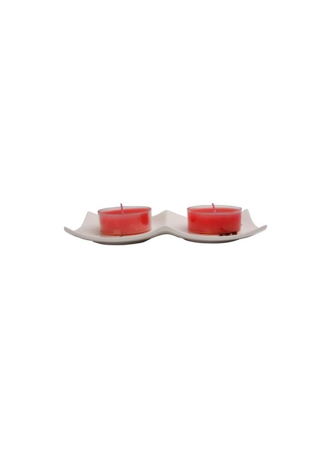 Biggdesign Tealight Candle Holder With Candle Set White/Red/Brown 20x9.5cm - Image 4