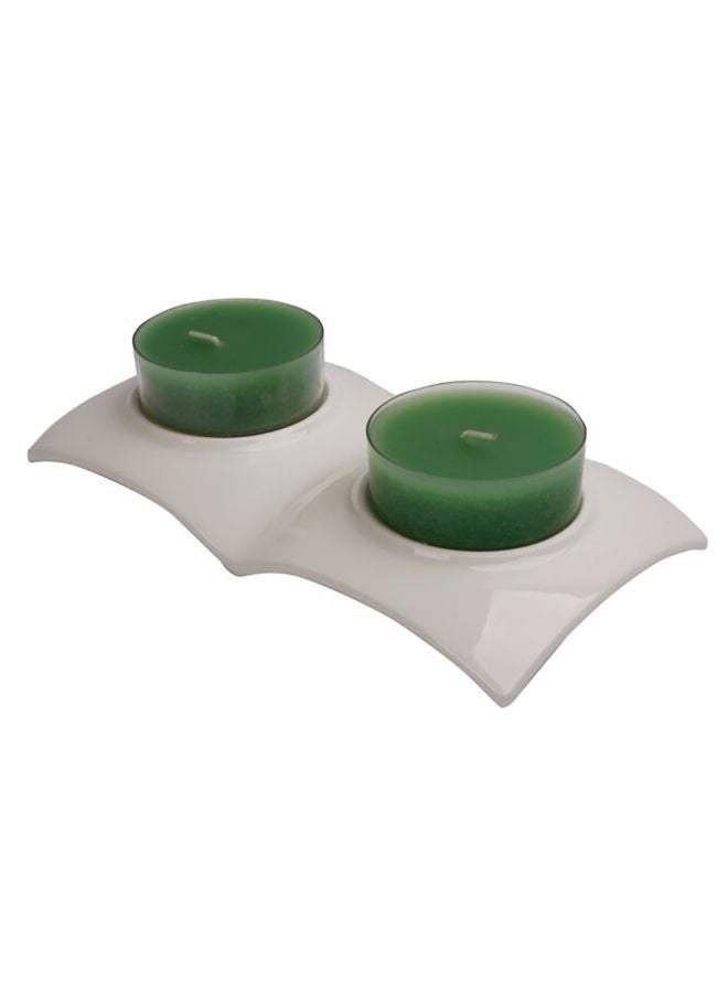 Biggdesign Tealight Candle Holder With Candle Set White/Green/Brown 20x9.5cm - Image 2