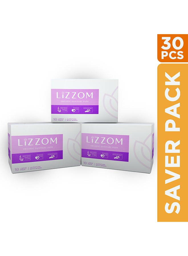 ليزوم فوط صحية عضوية بالأجنحة من 30 قطعة أبيض 290سم - Image 1