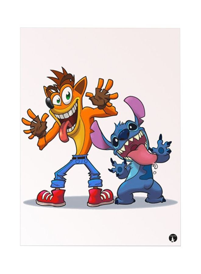 BP Video Game Stitch And Crash Metal Plate Poster Multicolour 15x20cm